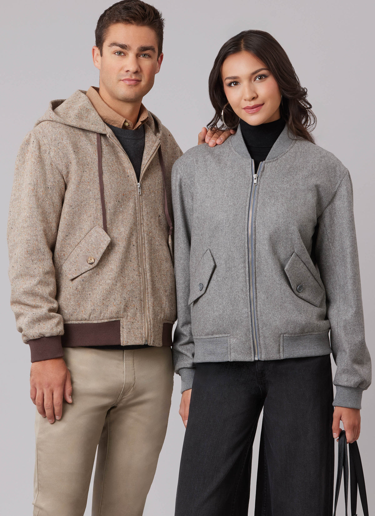 McCall's M8635 sewing pattern envelope showing a lined bomber jacket