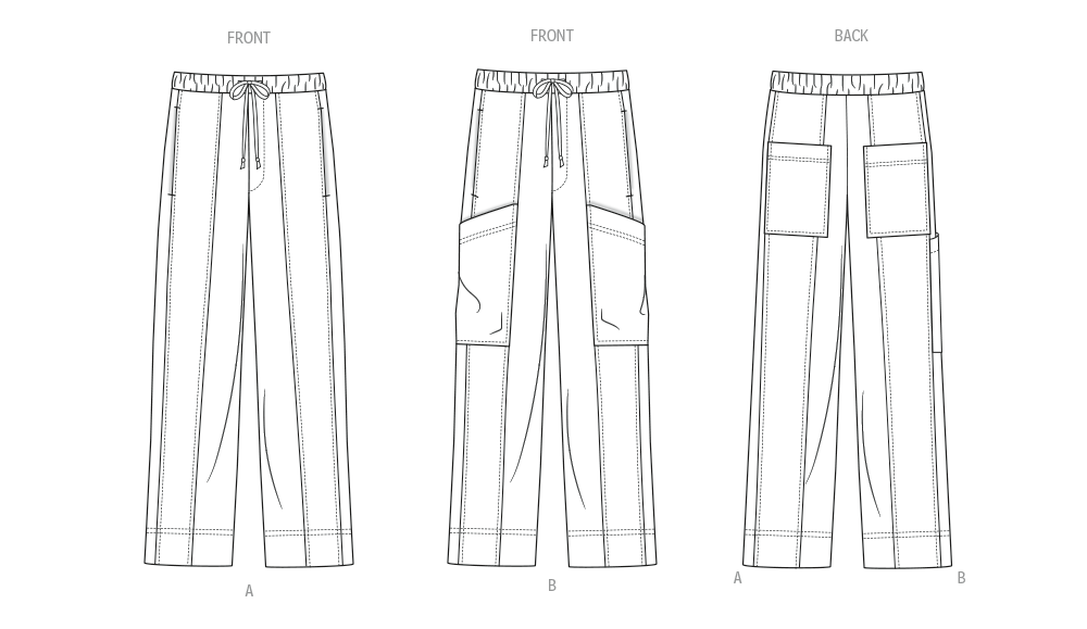 McCall's M8636 sewing pattern envelope showing pull-on trousers