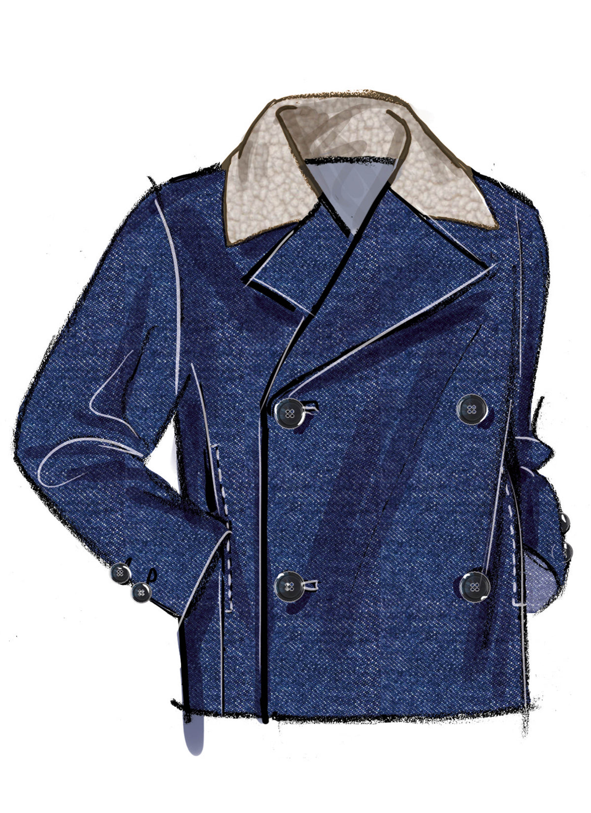 McCall's M8638 sewing pattern envelope showing a loose-fitting, lined, double-breasted jacket