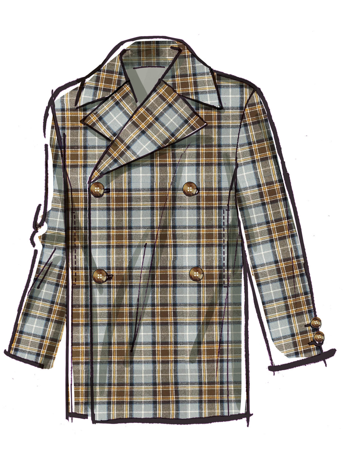 McCall's M8638 sewing pattern envelope showing a loose-fitting, lined, double-breasted jacket