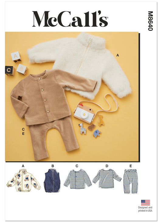 McCall's M8640 sewing pattern envelope showing an unlined jacket