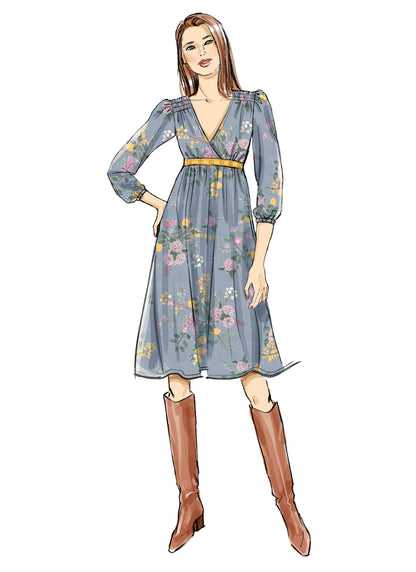 McCall's M8643 sewing pattern envelope showing a boho style dress