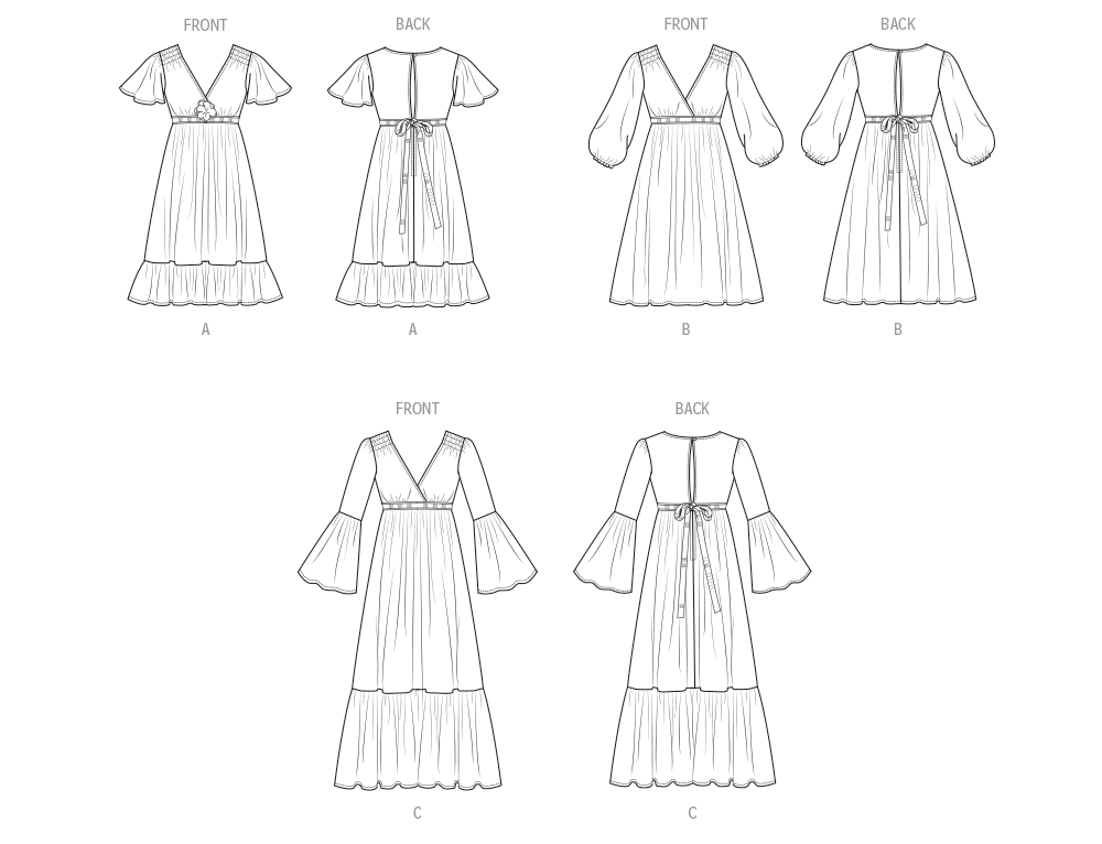 McCall's M8643 sewing pattern envelope showing a boho style dress