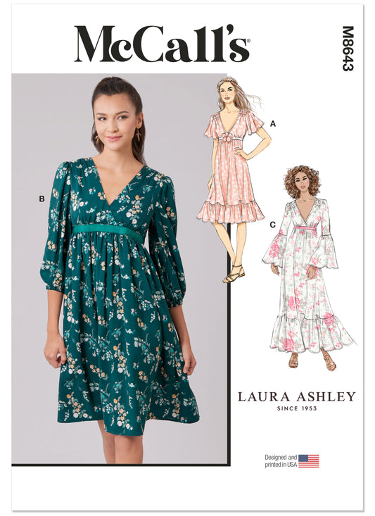 McCall's M8643 sewing pattern envelope showing a boho style dress