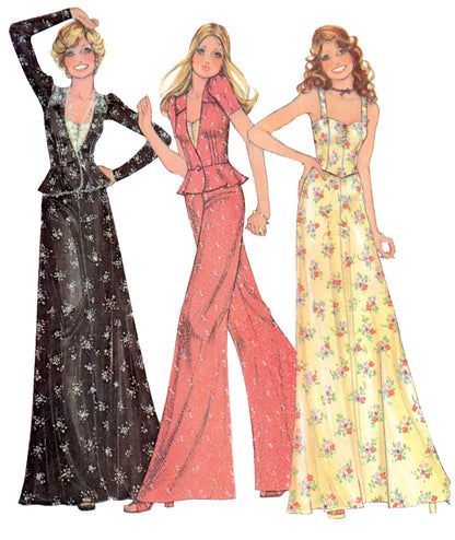 McCall's M8644 sewing pattern envelope showing a vintage 1970s McCall's wardrobe of jacket, tops, skirt and trousers