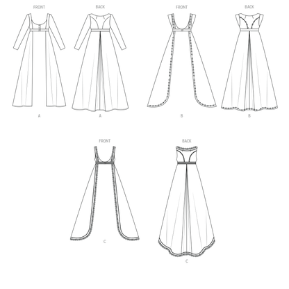 McCall's M8648 sewing pattern envelope showing regency-style coat and robe designs