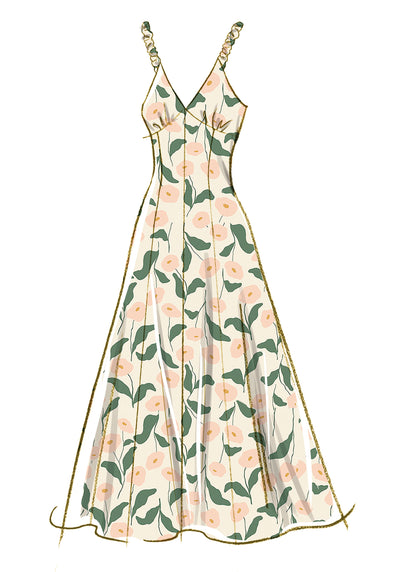 McCall's M8649 sewing pattern envelope showing fit and flare dress designs