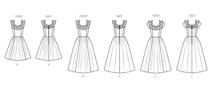 McCall's M8650 sewing pattern envelope showing princess seam dress designs