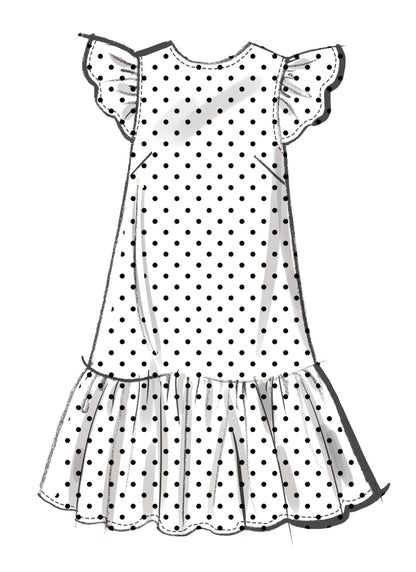 McCall's M8651 sewing pattern envelope showing drop-waist mini dress designs