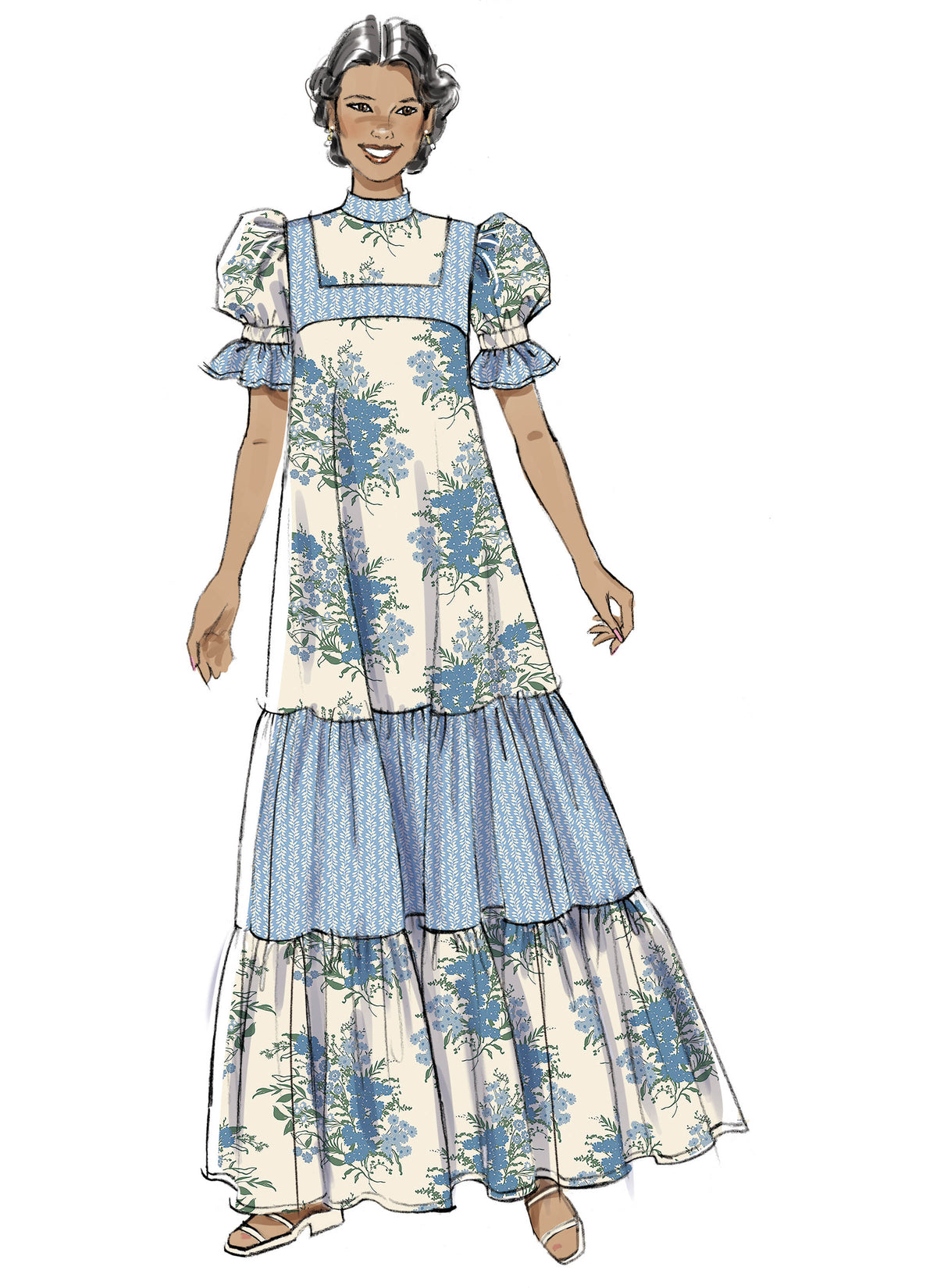 McCall's M8652 sewing pattern envelope showing ruffled skirt dress designs