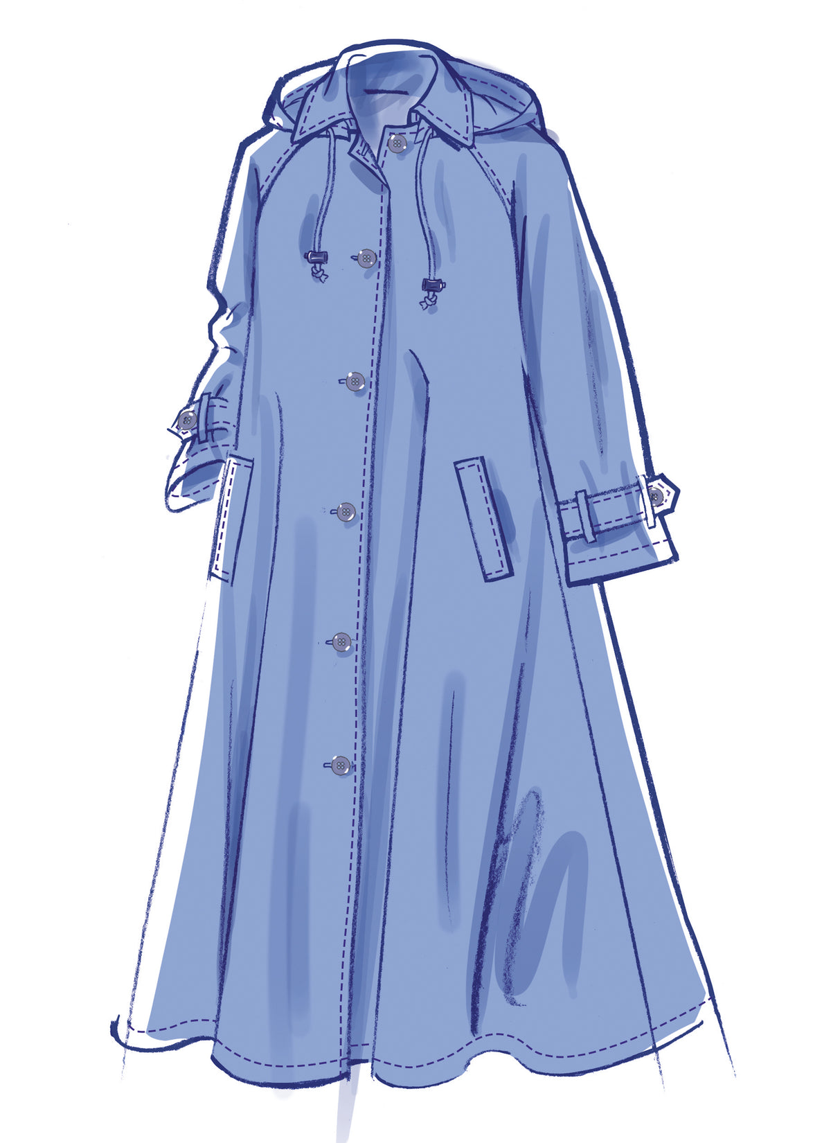 McCall's M8655 sewing pattern envelope showing swing trench coat designs