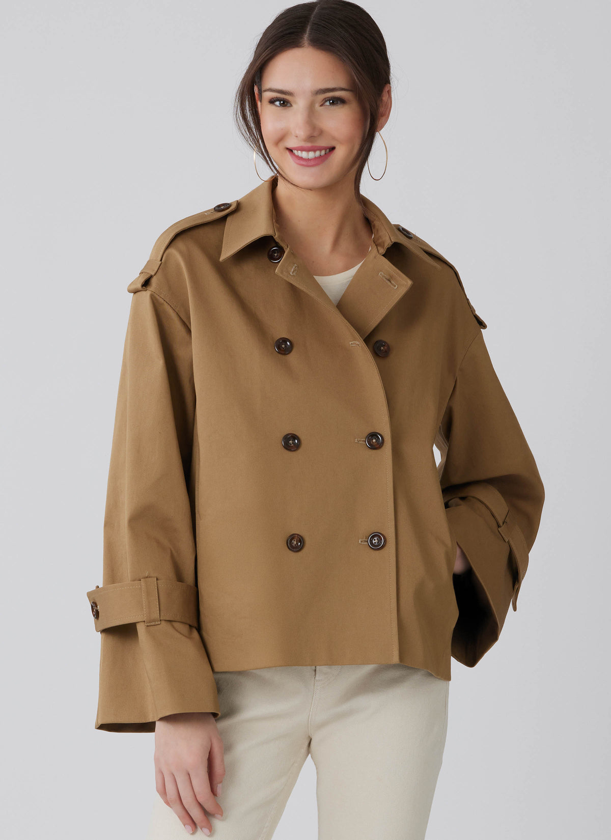 McCall's M8656 sewing pattern envelope showing cropped trench jacket designs