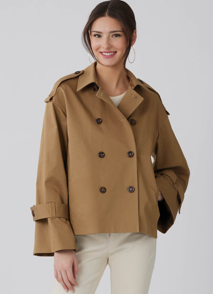 McCall's M8656 sewing pattern envelope showing cropped trench jacket designs