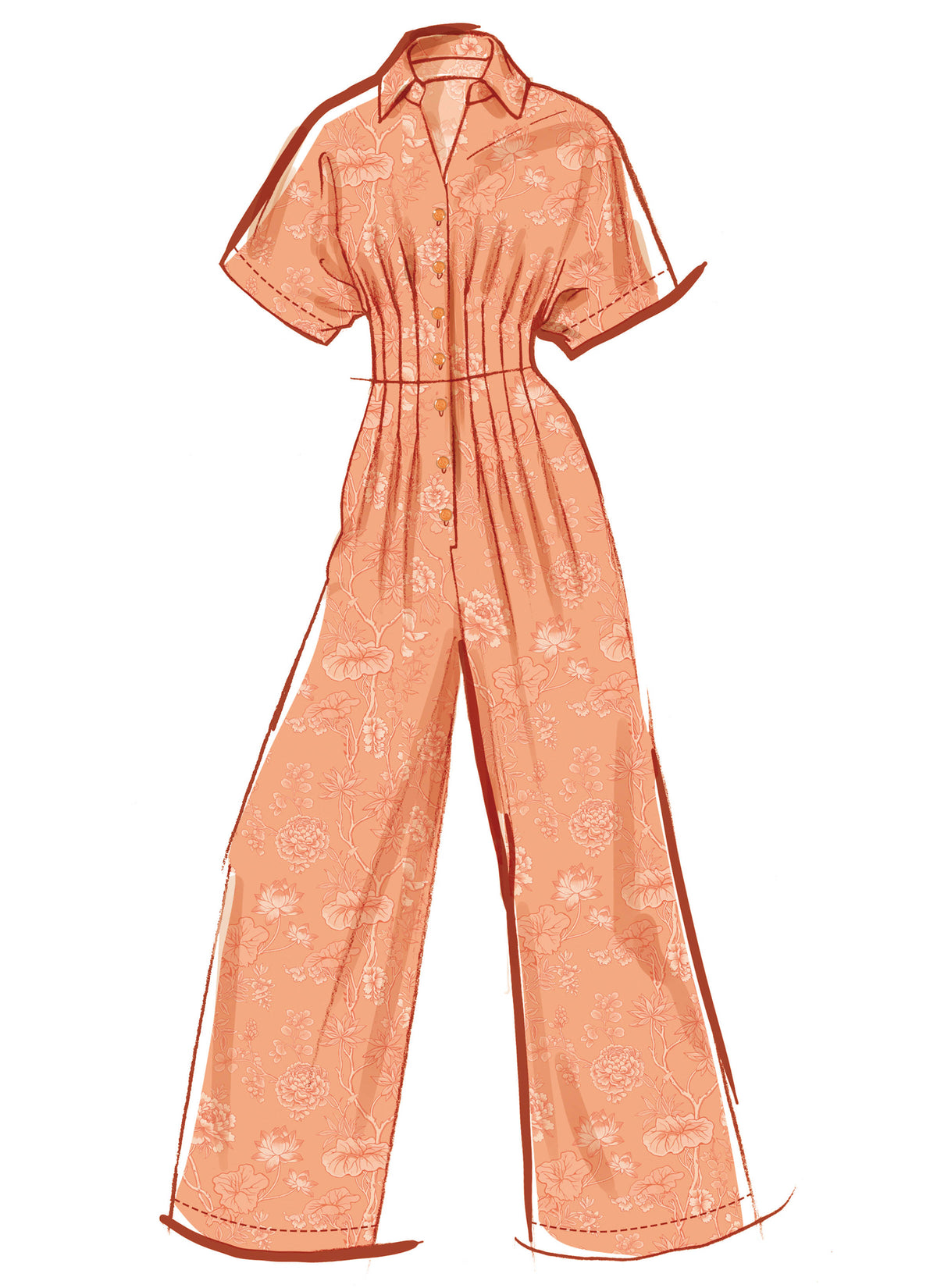 McCall's M8661 sewing pattern envelope showing button-front jumpsuit designs