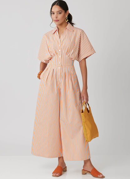McCall's M8661 sewing pattern envelope showing button-front jumpsuit designs
