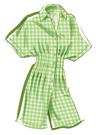 McCall's M8661 sewing pattern envelope showing button-front jumpsuit designs