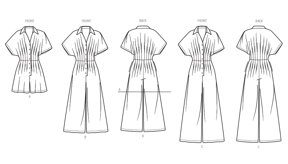 McCall's M8661 sewing pattern envelope showing button-front jumpsuit designs