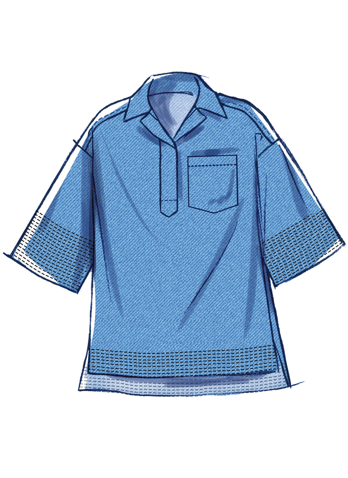 McCall's M8662 sewing pattern envelope showing oversized collared top designs