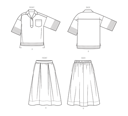 McCall's M8662 sewing pattern envelope showing oversized collared top designs