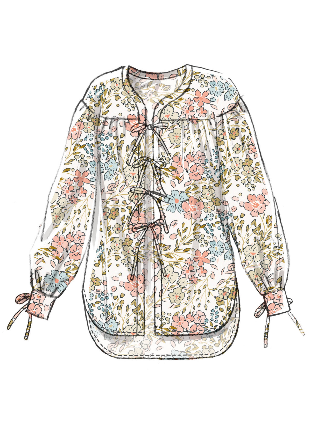 McCall's M8663 sewing pattern envelope showing relaxed sleepwear shirt designs
