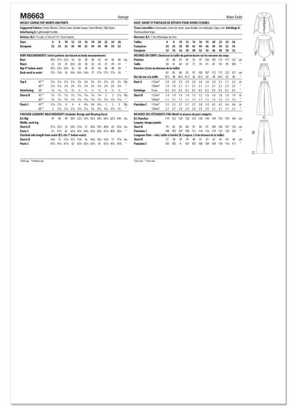 McCall's M8663 sewing pattern envelope showing relaxed sleepwear shirt designs