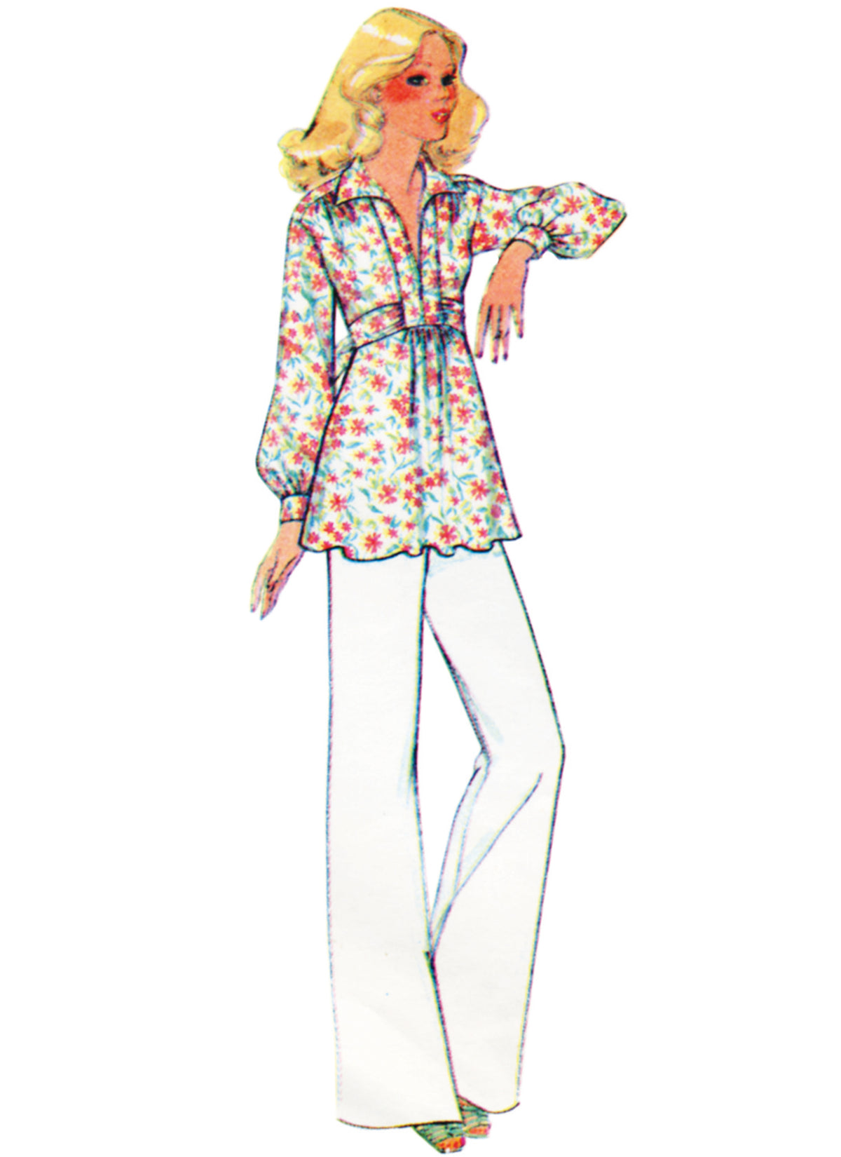 McCall's M8667 sewing pattern envelope showing vintage 1970s dress and top designs