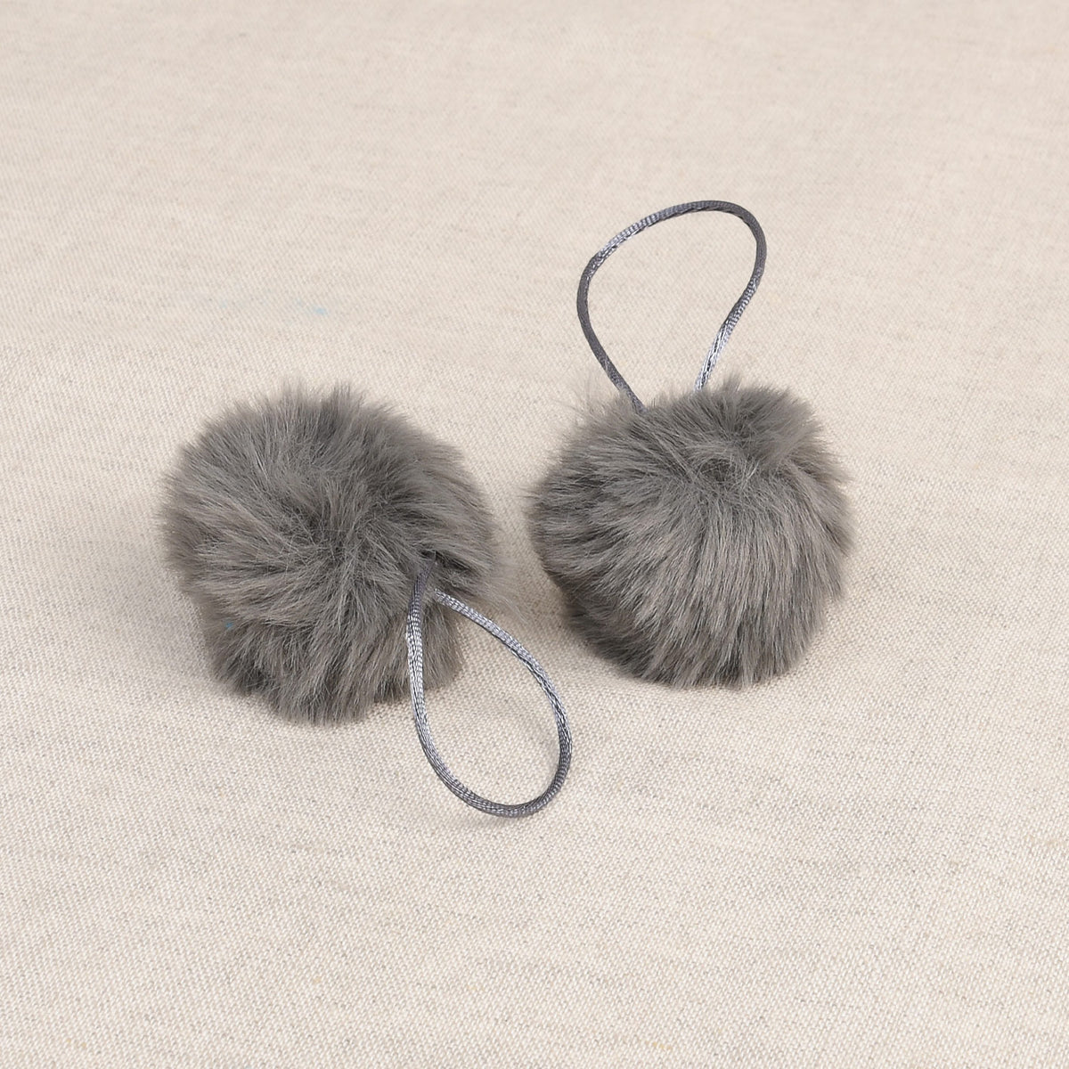 Dark Grey faux fur pom pom with loop