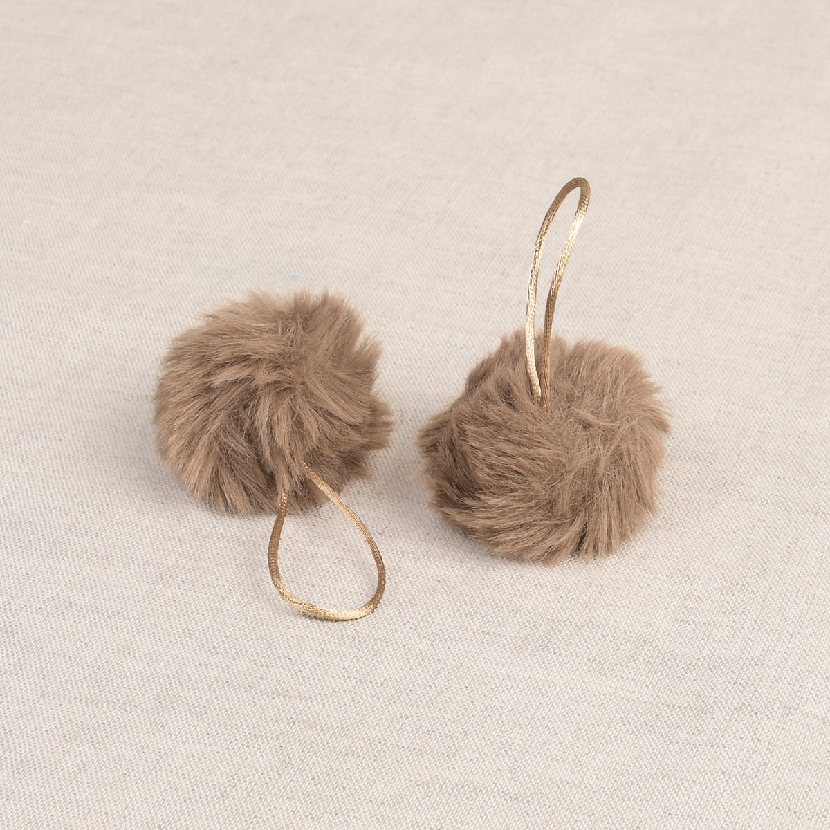Dark Beige faux fur pom pom with loop