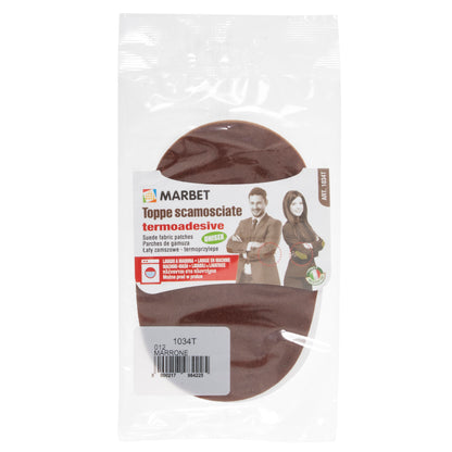 Pair of dark brown microfibre suede iron-on patches