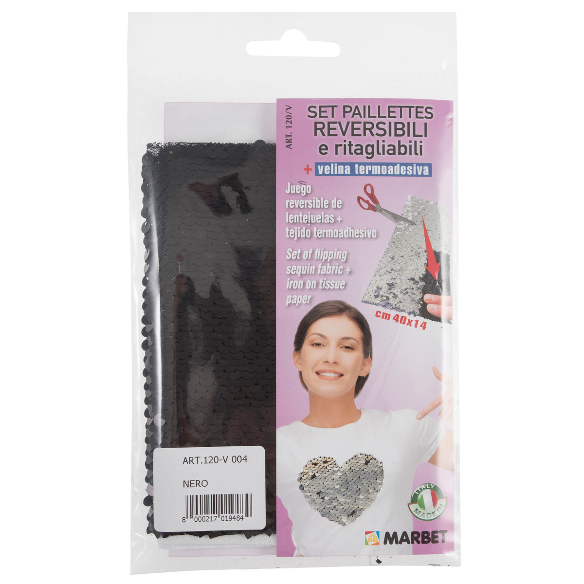 Black reversible flip sequin iron-on panel