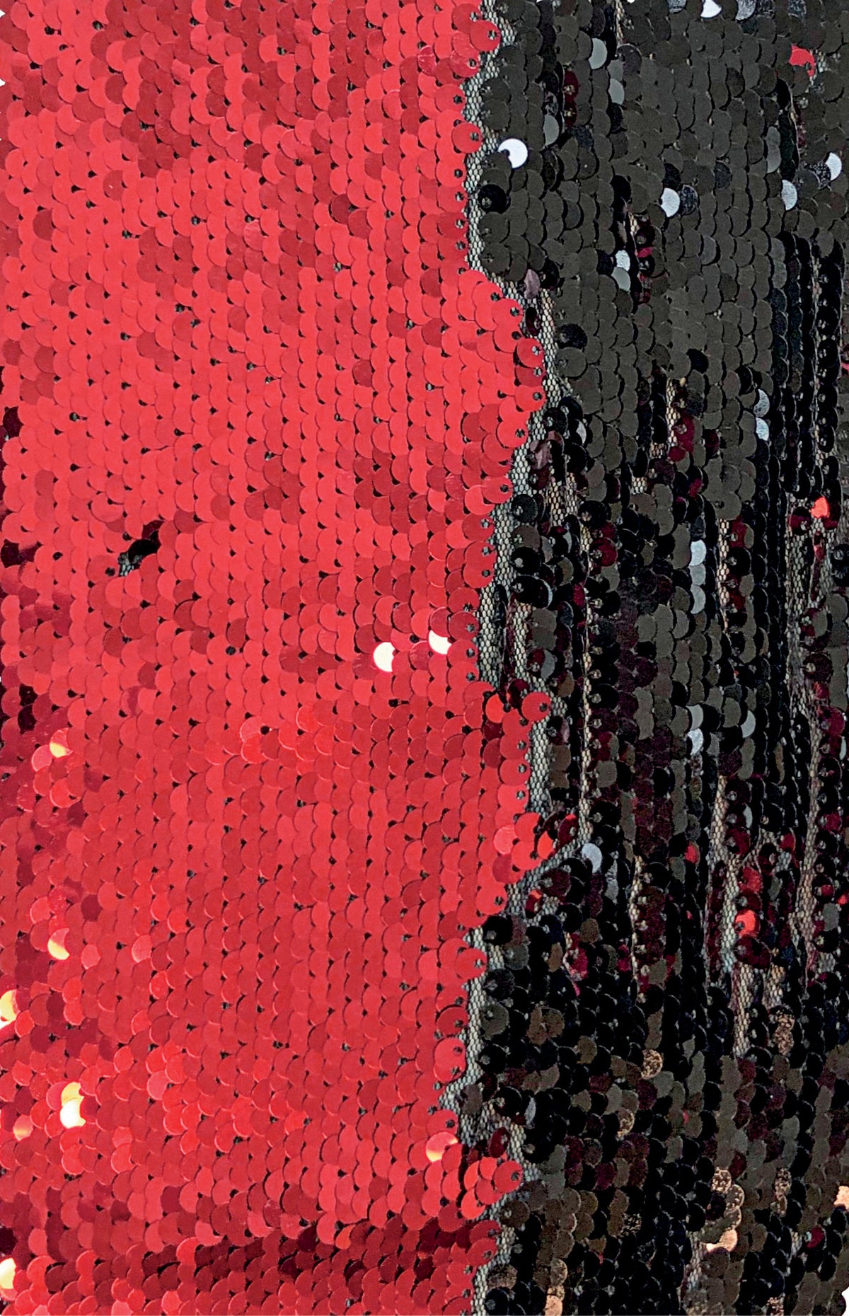 Red and Black reversible flip sequin iron-on panel