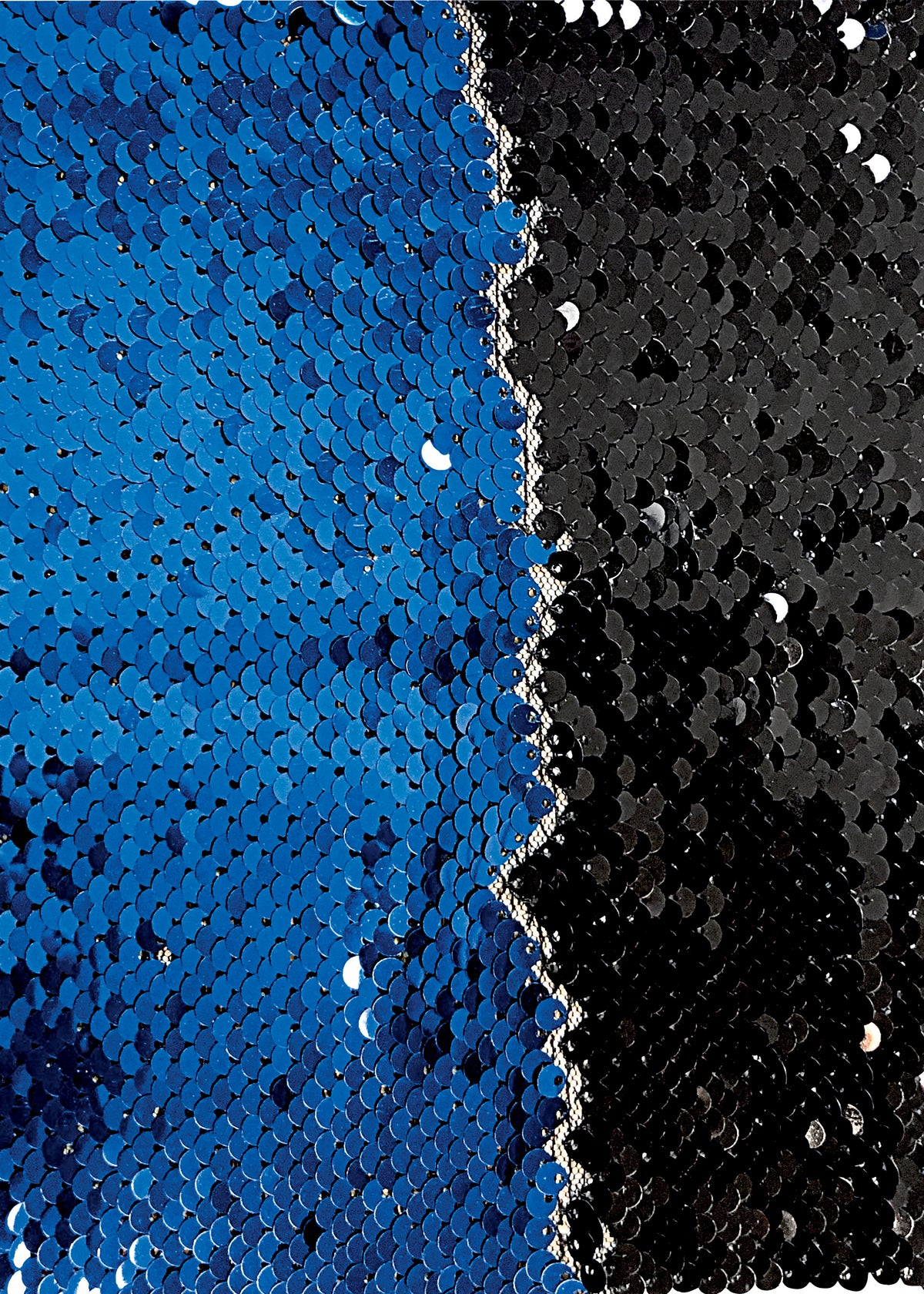 Blue and Black reversible flip sequin iron-on panel