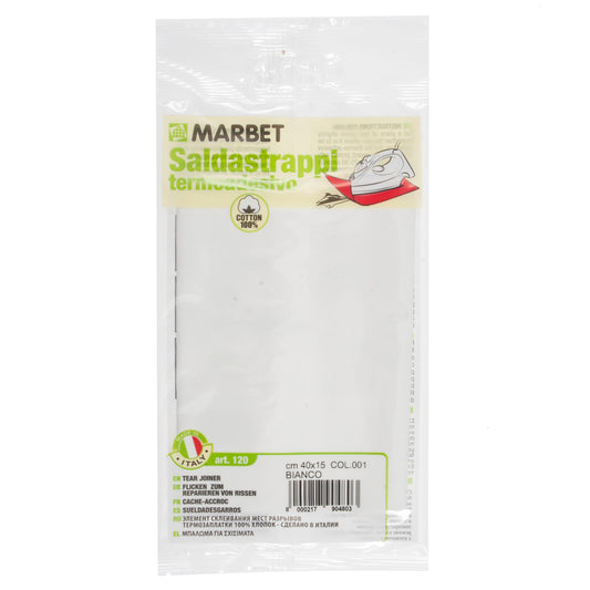 Piece of white iron-on mending fabric