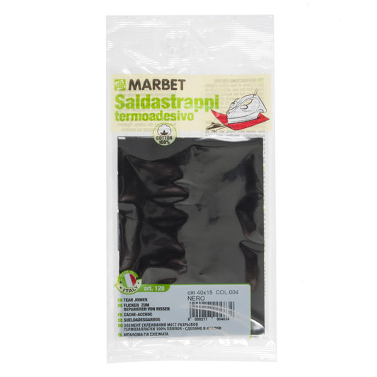 Marbet iron-on mending fabric in black, 40 x 15cm
