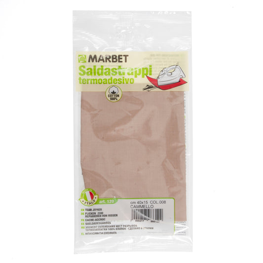 Marbet iron-on mending fabric in camel, 40 x 15cm