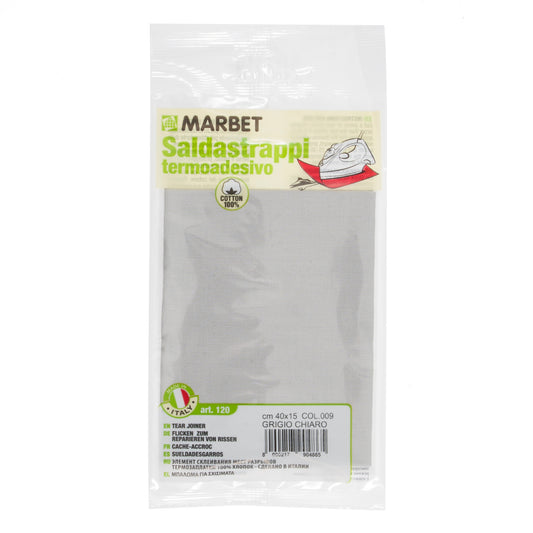 Marbet iron-on mending fabric in light grey, 40 x 15cm