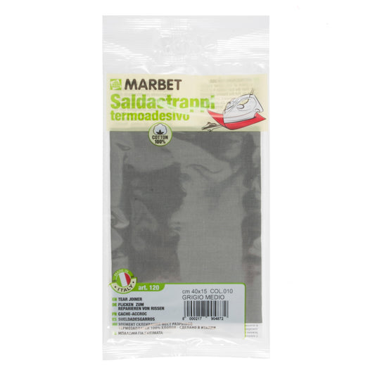 Marbet iron-on mending fabric in grey, 40 x 15cm