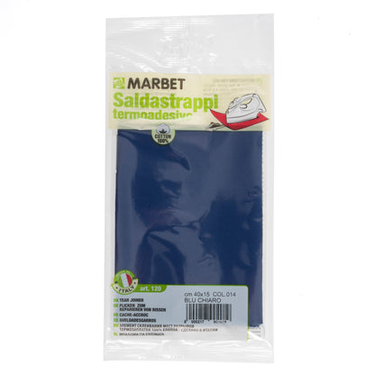 Marbet iron-on mending fabric in mid blue, 40 x 15cm