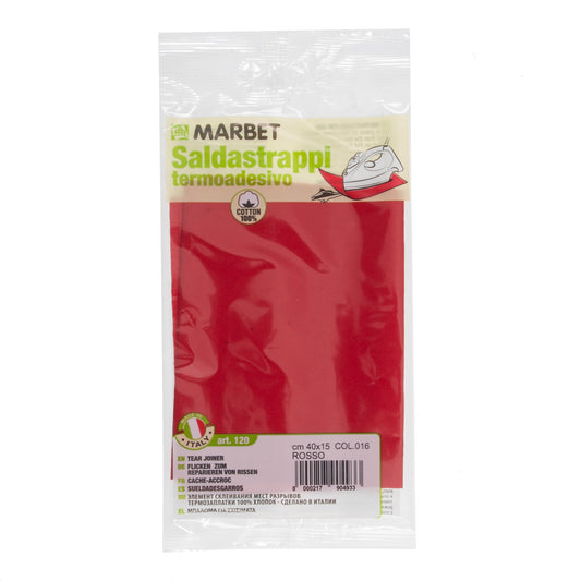 Marbet iron-on mending fabric in red, 40 x 15cm