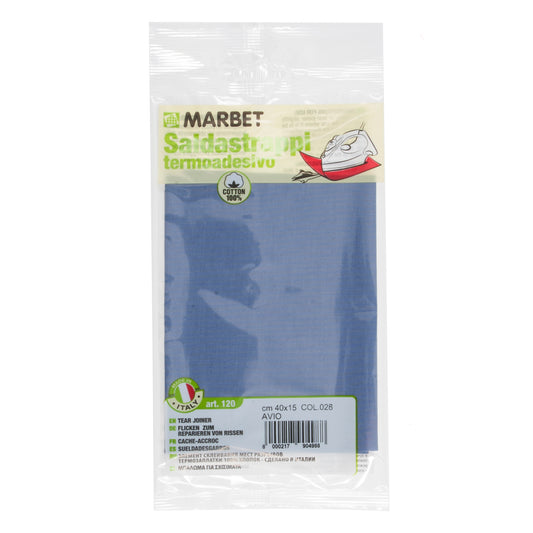Marbet iron-on mending fabric in airforce blue, 40 x 15cm