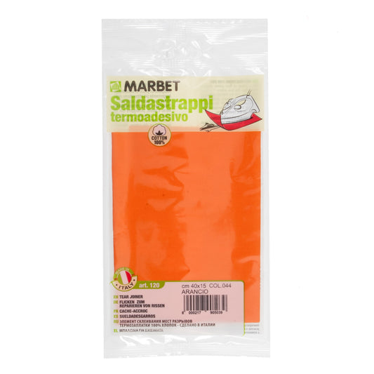 Marbet iron-on mending fabric in orange, 40 x 15cm