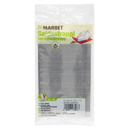 Marbet iron-on mending fabric in grey denim, 40 x 15cm