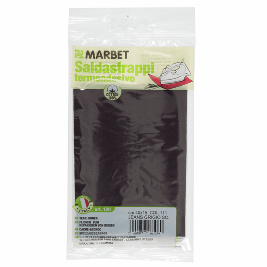 Marbet Dark Grey Denim Iron-on Mending Fabric - 40 x 15cm