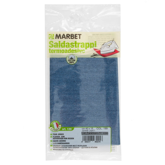 Marbet iron-on mending fabric in worn jeans, 40 x 15cm