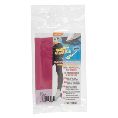 Piece of fuchsia iron-on stretch jersey repair fabric