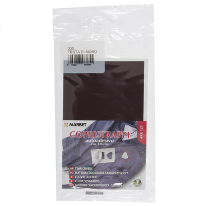 Piece of dark brown self-adhesive repair fabric