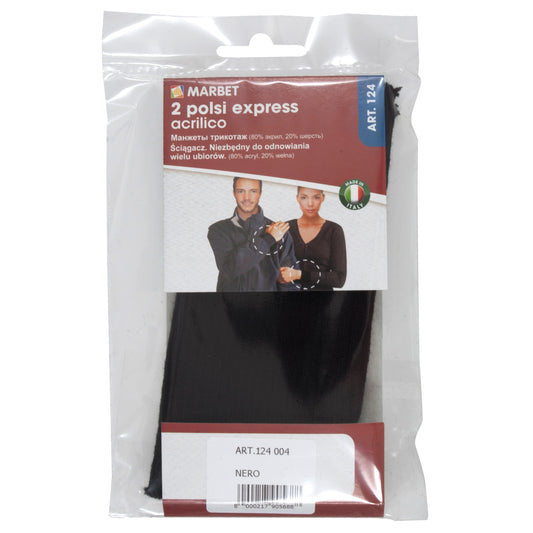 Pair of black knitted ribbed replacement cuffs
