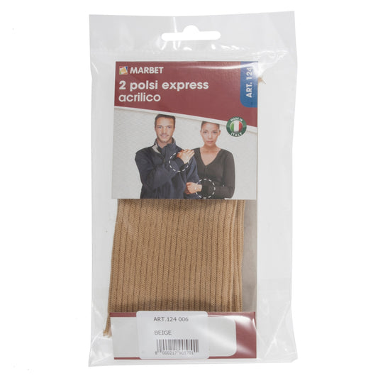 Pair of beige knitted ribbed replacement cuffs