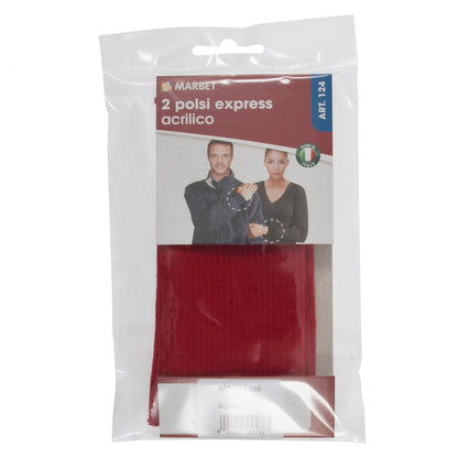 Pair of red knitted ribbed replacement cuffs