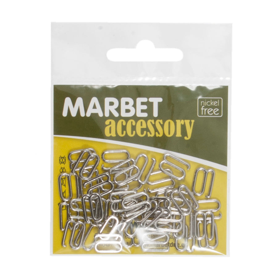 Pack of silver open metal lingerie hooks